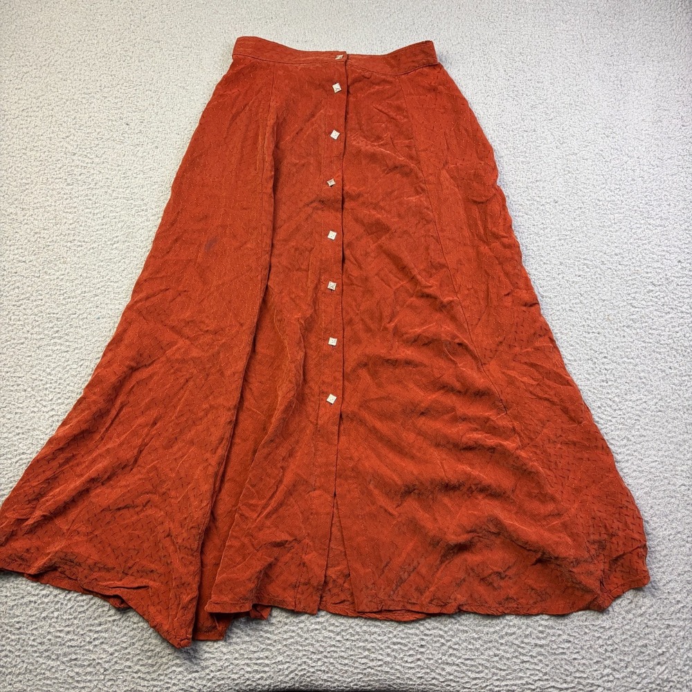 VTG New Frontier Skirt Womens 90s Western Button Front Rust Maxi Size Medium